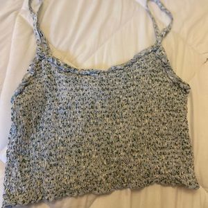 Blue cropped tank top, size M